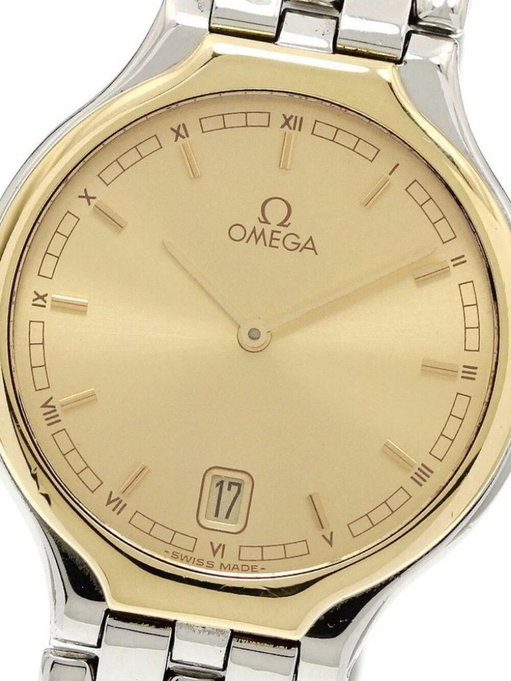OMEGA De Ville symbol Date YG bezel gold Dial Quartz Men's Watch